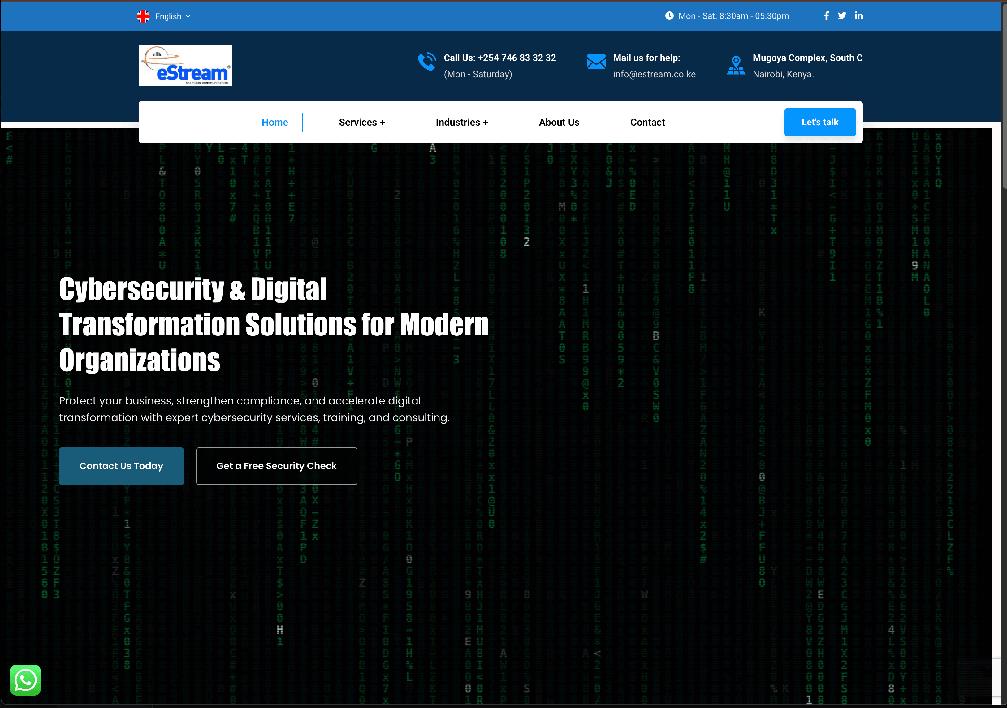 Screenshot of eStream website