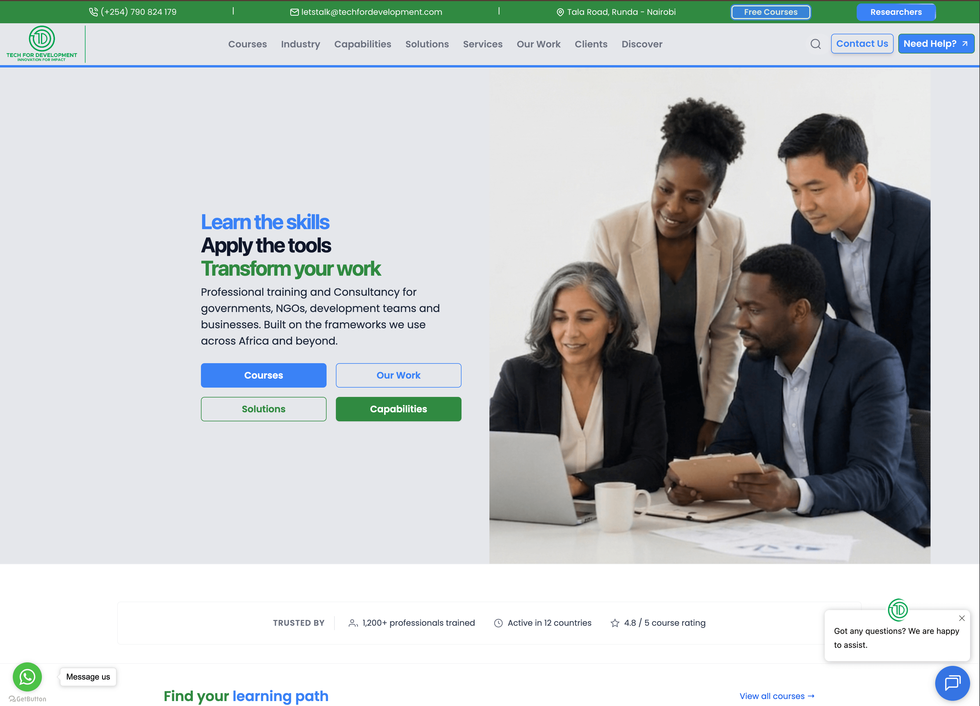 Screenshot of Tech for Development website